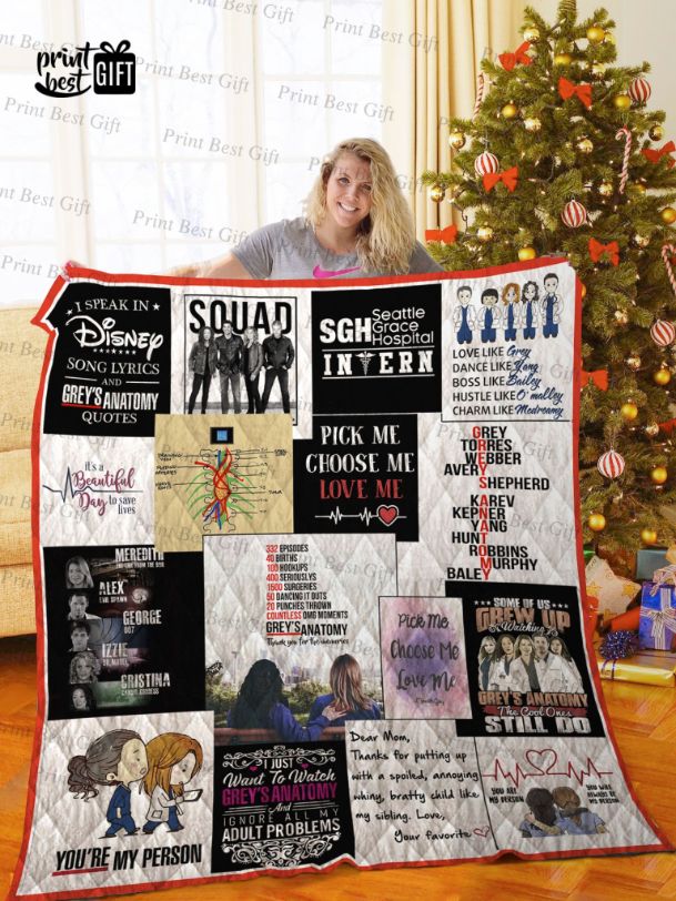 Grey's Anatomy Poster Pick Me Choose Me Love Me Collection Quilt Bedding Set for Medical Drama Fans