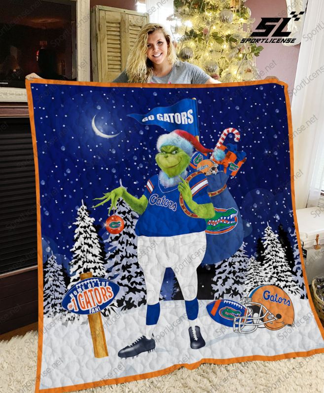 Grinch Christmas Florida Gators Quilt Bedding Set