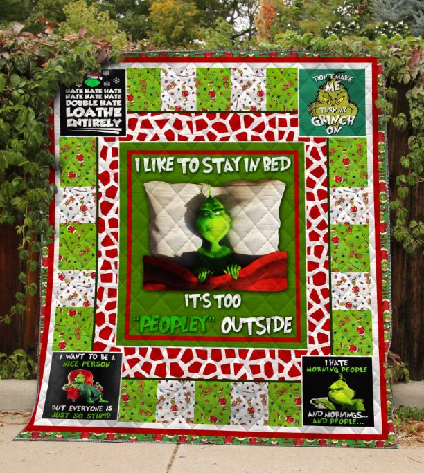 Grinch Christmas I Like To Stay In Bed Festive Quilt Bedding Set