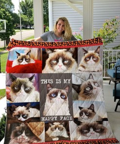 Grumpy Cat This Is My Happy Face Cat Lo Quilt Blanket - A Fun Quilt Bedding Set for Grumpy Cat Fans