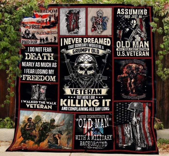 Grumpy Old Veteran Killing It Quilt Blanket: Unique and Fun