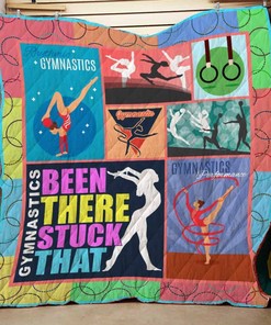 Gymnastics Been There Stuck That Gymnastics Quilt Blanket with Quotes, Bed Set for Girls