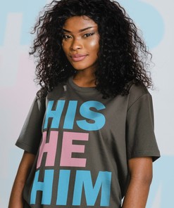 HIS He Him Pronouns LGBTQ+ Unisex Tee | Pride Rainbow Love Symbol Movement Shirt for Human's Rights