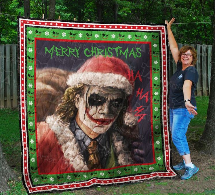 Ha Ha Ha Merry Christmas with Joker Quilt Blanket - Fun and Unique Gift