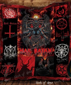 Hail Satan Horror Quilt Blanket - A Demonic Tribute for Horror Fans