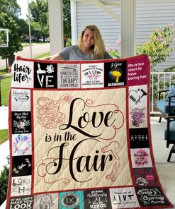 Hair Stylist Love Is In The Hair Quilt Bedding Set for Hairdressers and Stylists