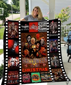 Halloween Characters Quilt Blanket featuring Famous Horror Movie Characters