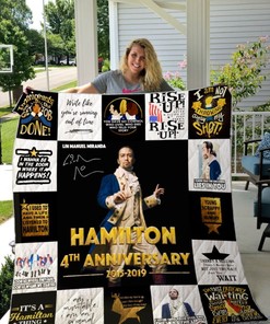 Hamilton (Musical) 4th Anniversary Collected Quilt Blanket with Broadway Show Quotes