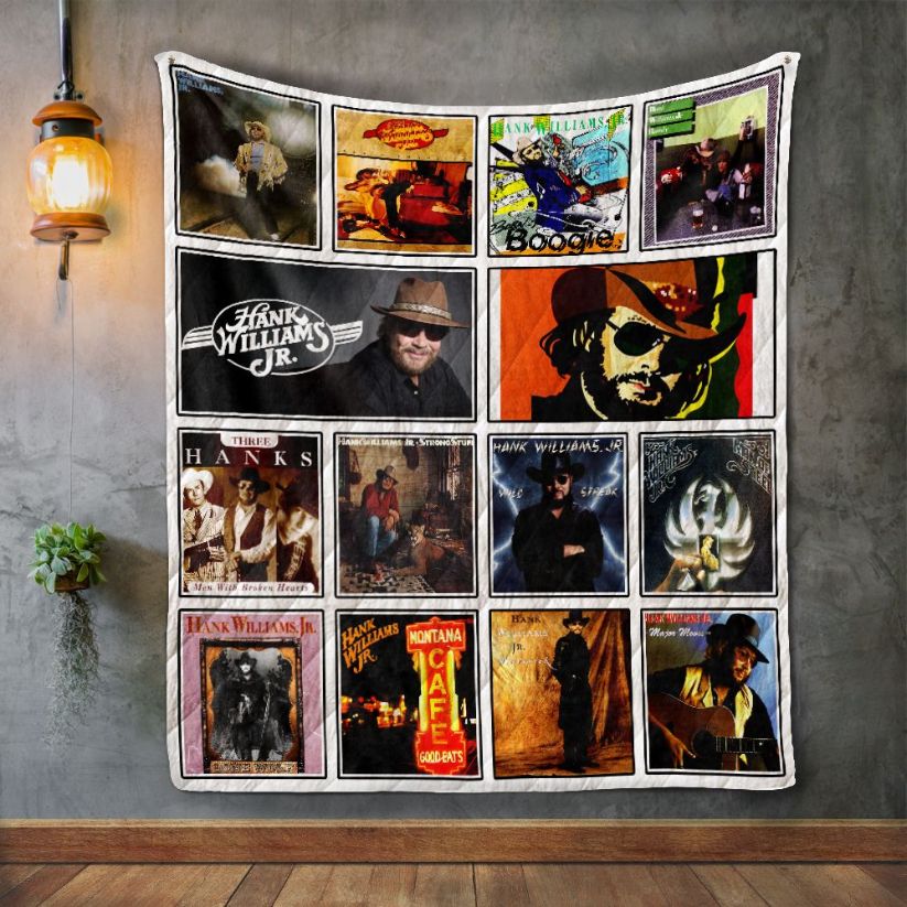 Hank Williams Jr Album Covers Quilt Blanket for Country Music Fans