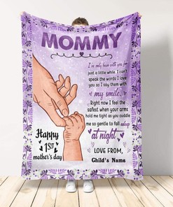 Happy 1st Mother's Day Mommy Personalized Blanket for Future Mom Birthday