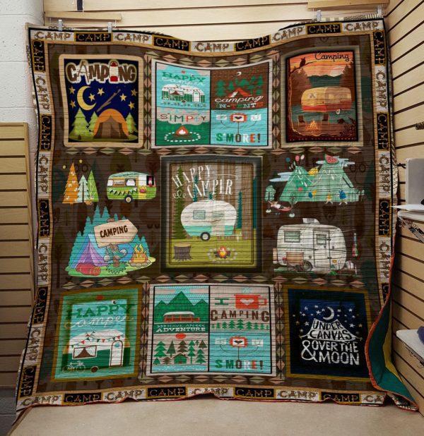 Happy Camper Adventure Quilt Bedding Set for Nature Lovers