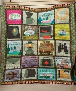 Happy Camper Camping Vibes Quilt Blanket