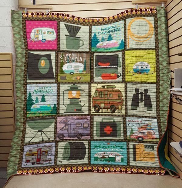 Happy Camper Camping Vibes Quilt Blanket