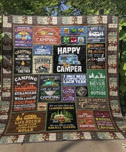 Happy Camper Quilt Blanket No96 - Great for Camping Lovers