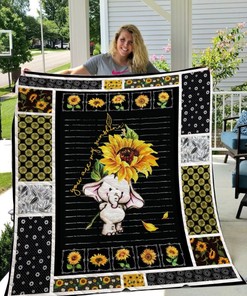 Happy Elephant Sunflower Quilt Blanket - Adorable Blanket for Elephant Lovers