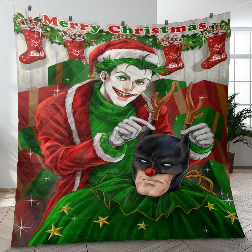 Happy Holiday Joker And Batman Dc Comics Christmas Gifts Lover Quilt Blanket Christmas Gifts Quilt Bedding Set