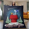 Happy New Year with Snoopy and Woodstock Quilt Blanket - Personalized Gifts for Fans