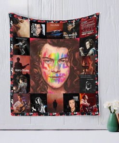 Harry Styles Graphics Quilt Blanket - Personalized Gift for Music Fans