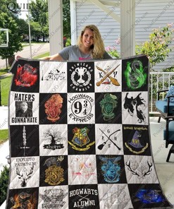Haters Gonna Hate Harry Potter Hogwarts School Quilt Blanket with a Motivational Message