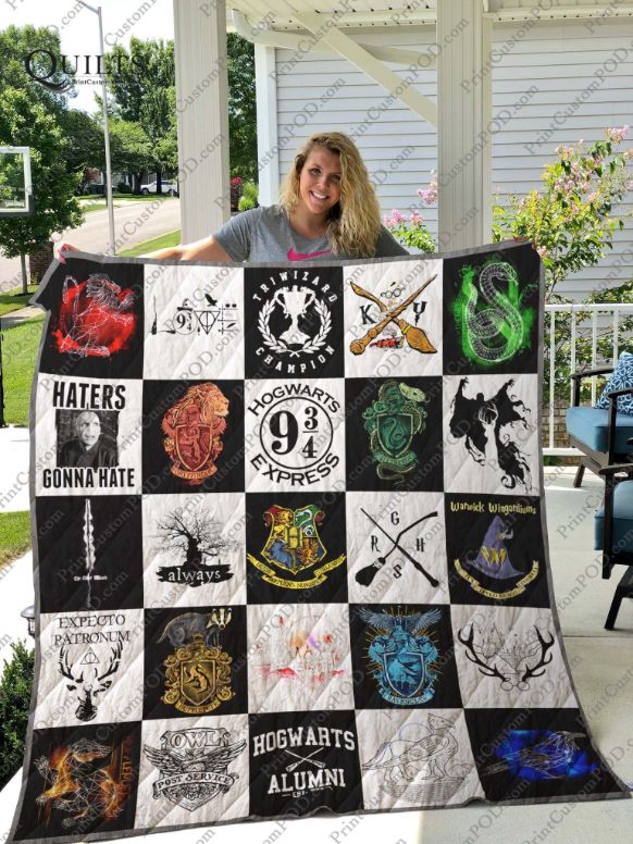 Haters Gonna Hate Harry Potter Hogwarts School Quilt Blanket with a Motivational Message
