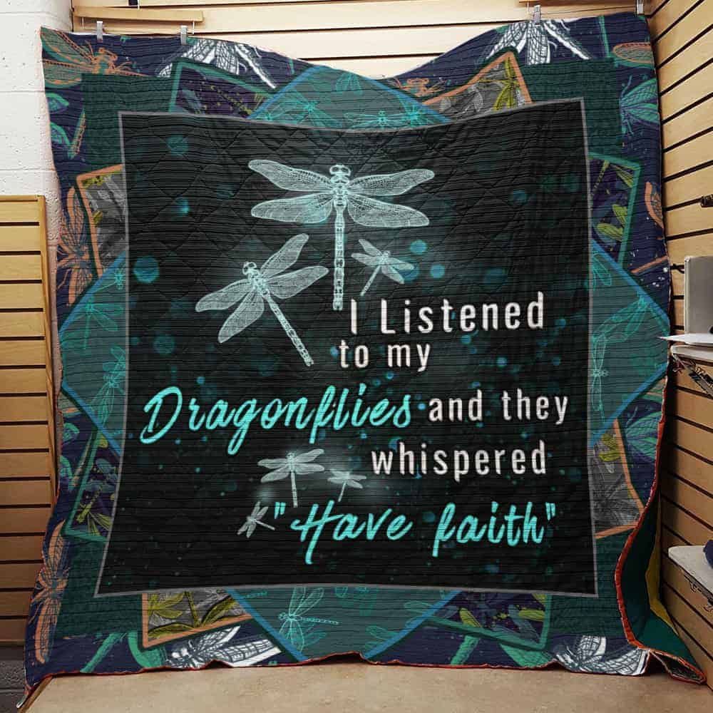 Have Faith In Dragonflies Quilt Bedding Set - Featuring Inspirational Message