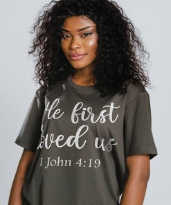He First Loved Us Christian Unisex T-Shirt | Bible Verse | Religious Clothing | Christian Gifts | Inspirational Shirt