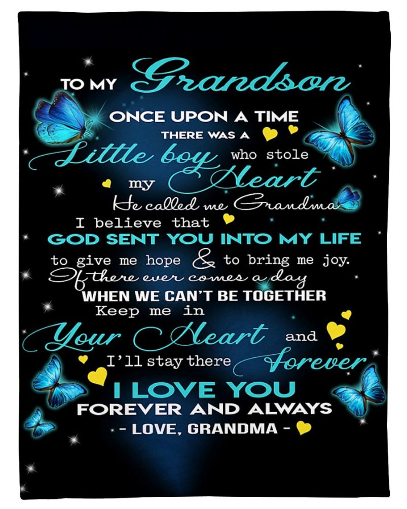 Heartwarming Blanket for Grandson from Grandmother with Butterfly Themed Quilt Bedding Set