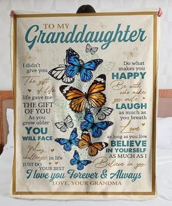 Heartwarming Blanket from Nana - Butterfly Themed Quilt Bedding Set for Granddaughters