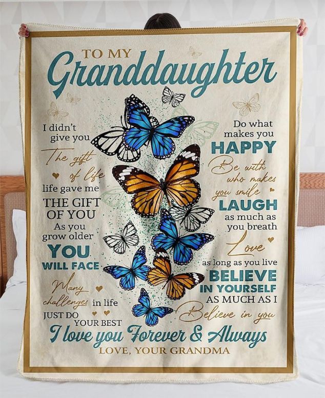 Heartwarming Blanket from Nana - Butterfly Themed Quilt Bedding Set for Granddaughters