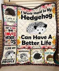 Hedgehog Inspired Quilt Bedding Set - I Work Hard for My Hedgehog