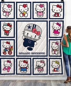 Hello Kitty Dallas Cowboys Quilt Blanket for Fans