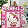 Hello Kitty Pattern Pink Quilt Bedding Set with Quilt Blanket, Great Gift for Girls