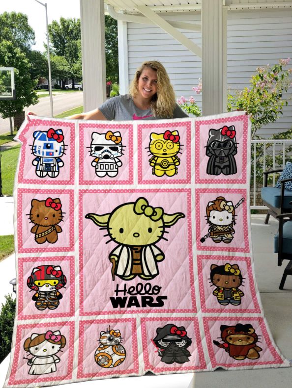 Hello Kitty Star Wars For Fans Quilt Bedding Set with Cute Mashup Design