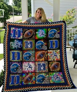Helmet Ncaa Depaul Blue Demons Quilt Bedding Set with Soft Quilt Blanket for Fans