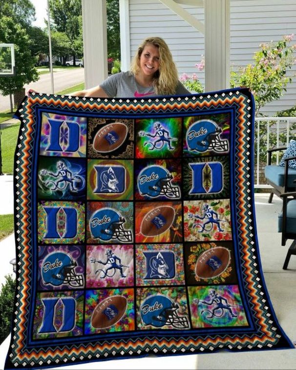 Helmet Ncaa Depaul Blue Demons Quilt Bedding Set with Soft Quilt Blanket for Fans