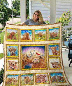 Highland Cows Cute Quilt Blanket for Country Lovers