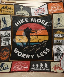 Hike More Worry Less Hiking Quilt Bedding Set for Nature Lovers