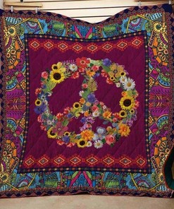 Hippie Flower Power Quilt Blanket with Peace Symbol: Bring Peace to Your Home