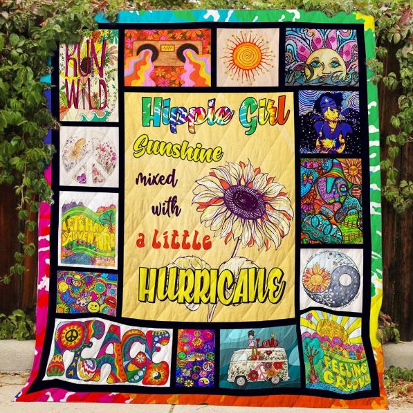 Hippie Girl Quilt Blanket: Sunshine Mixed With A Little Hurricane