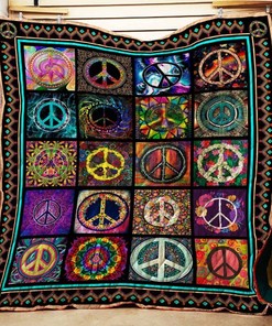 Hippie Peace Symbol Hippie Quilt Blanket for Fans of All Ages