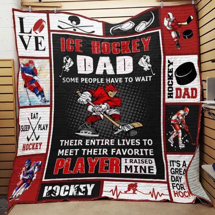 Hockey Dad Some People Have to Wait Quilt Bedding Set with Bed Set Twin, Perfect Gifts for Father's Day