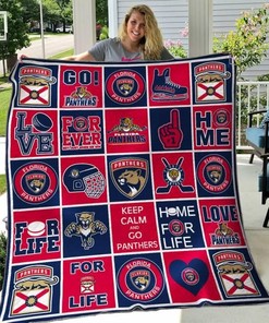 Hockey Florida Panthers Combined: Quilt Bedding Set with Fleece Blanket for Panthers Fans