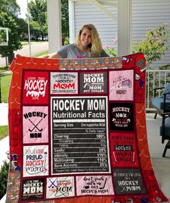 Hockey Mom Nutritional Facts Quilt Blanket - Perfect Gifts for Hockey Moms
