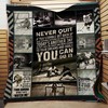 Hockey Never Quit Quilt Blanket - This motivational quilt blanket is perfect for any hockey fan.
