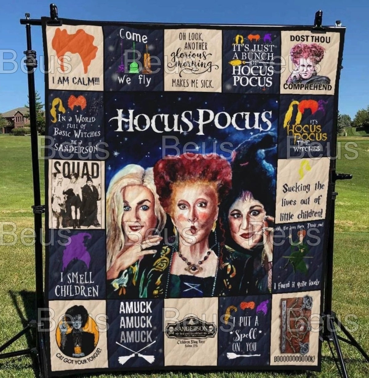 Hocus Pocus Themed Halloween Quilt Blanket for a cozy night in