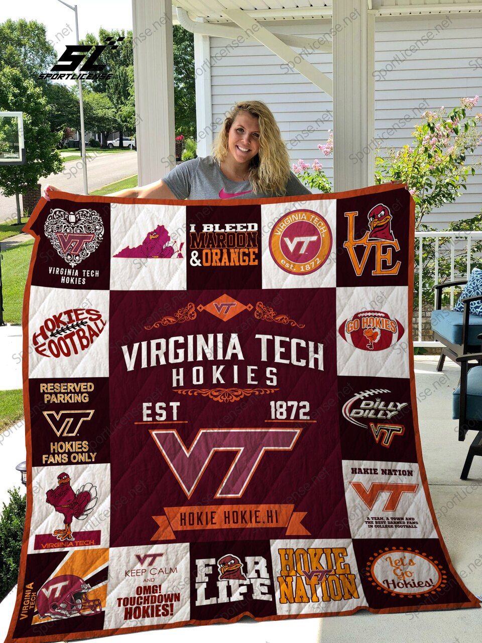 Hokies Combined Virginia NCAA Quilt Bedding Set