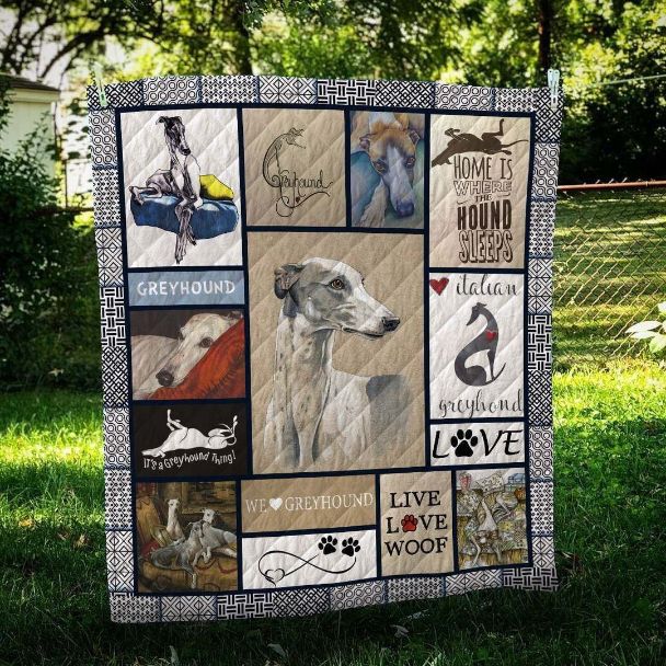 Home Is Where The Greyhound Sleeps Quilt Bedding Set with Heartfelt Design
