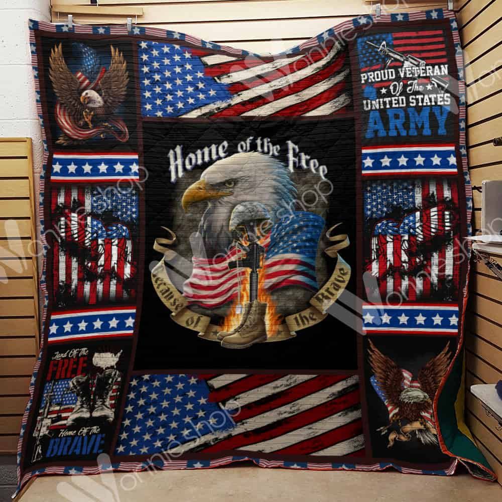 Home of the Free Quilt Bedding Set with Patriotic Theme