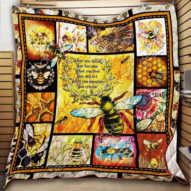 Honey Bee Quilt Blanket KC1807 with Quotes, Cute Bed Set