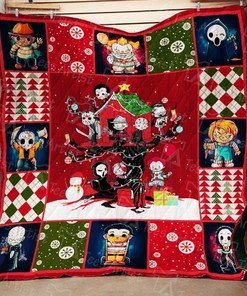 Horror Christmas Tree House Quilt Blanket for Horror Movie Fans